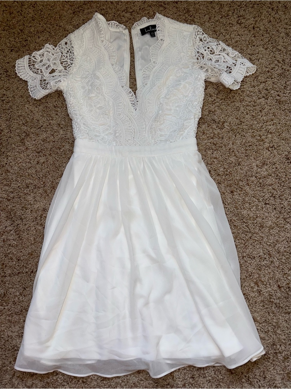 Lulu's White Lace Scallop-Edge Dress